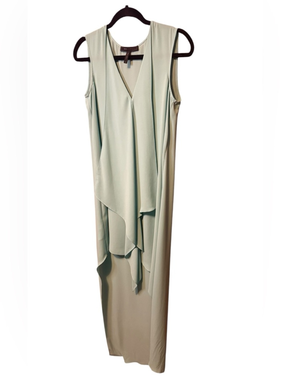 BCBGMAXAZRIA Tara Aqua High Low Ruffle Dress XS Wedding Guest Vacation Flowy - Picture 5 of 8